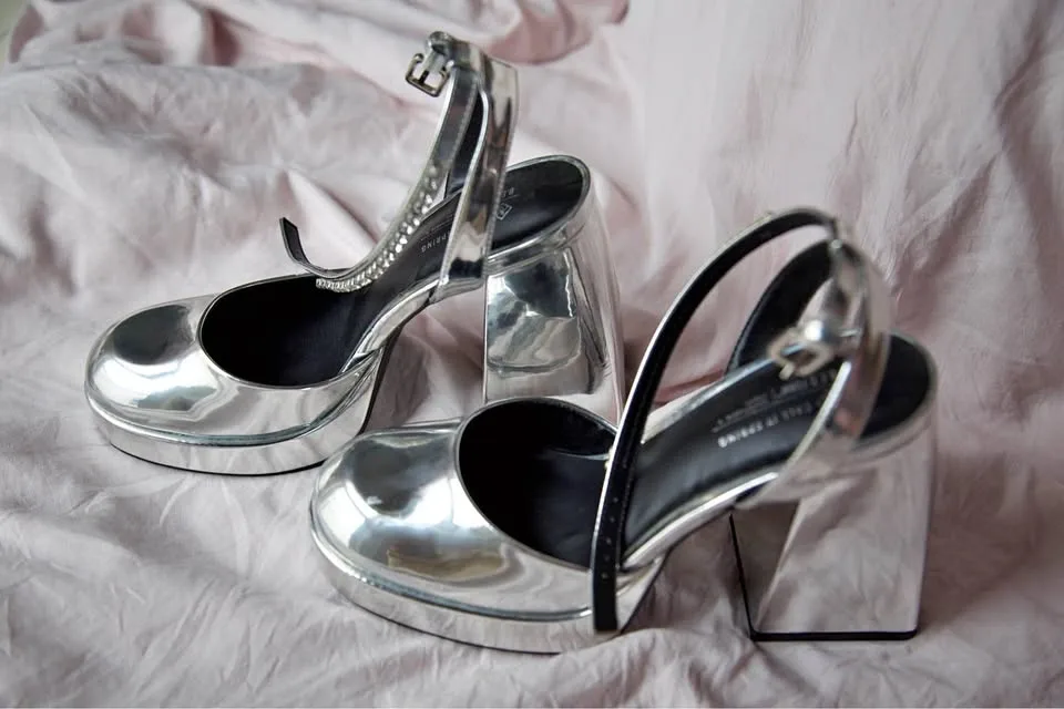 Silver Metallic Pumps Size 8