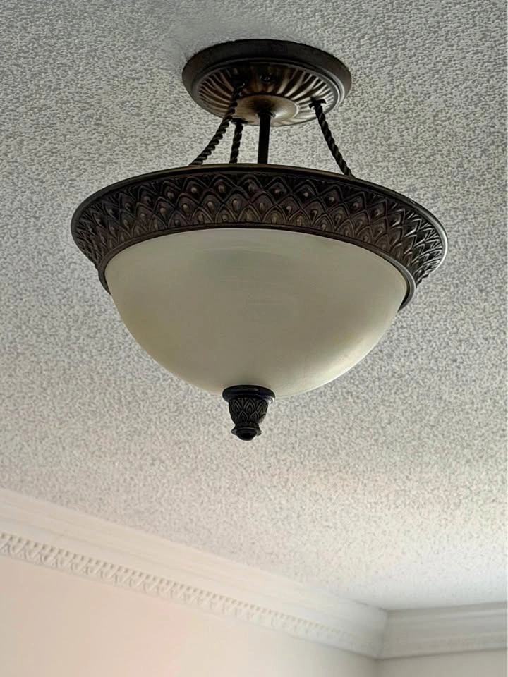 Bronze Ceiling Light Fixture Ornate Glass