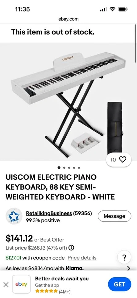 UISCOM keyboard 88-key semi weighted
