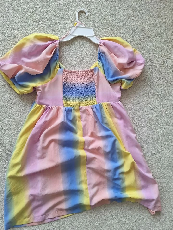 Pastel rainbow puff sleeve Summer dress - photo 2