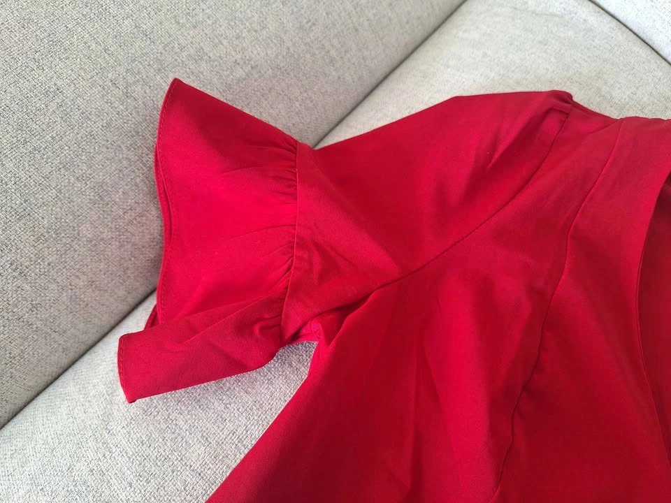 Milk & Honey Red Ruffle Sleeve Top - Size Medium - photo 3