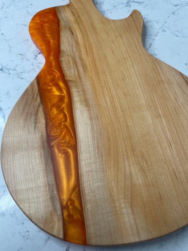 "Guitar"-Erie Board (Les Paul Charcuterie Board w/ Orange Epoxy) - photo 3
