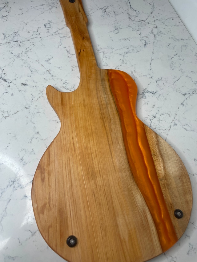 "Guitar"-Erie Board (Les Paul Charcuterie Board w/ Orange Epoxy) - photo 5