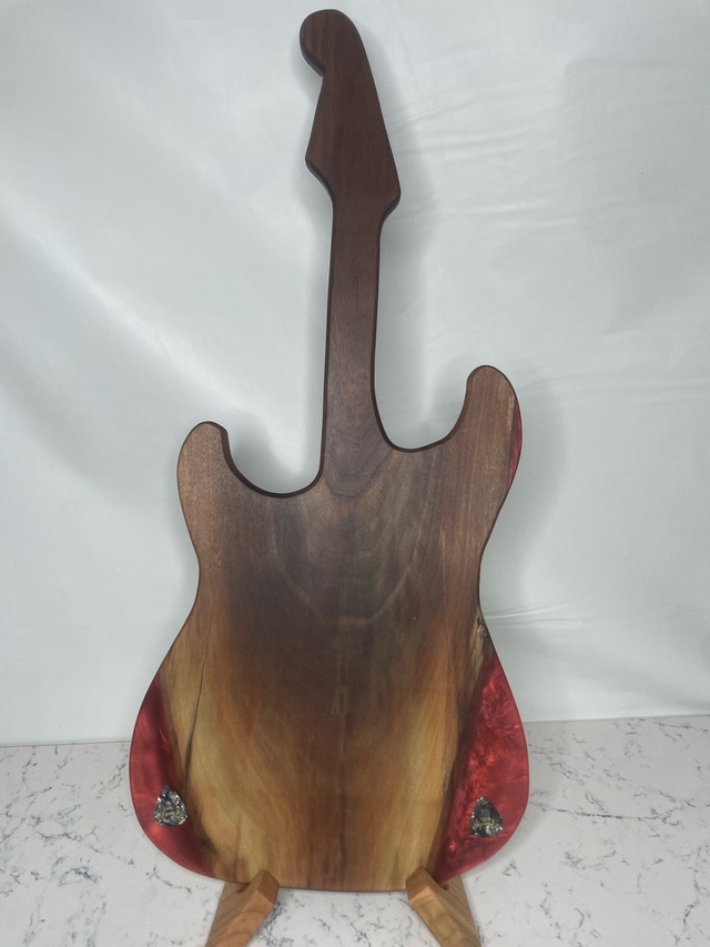 Guitar-erie Board (Fender Strat Charcuterie Board w/ Red Epoxy)