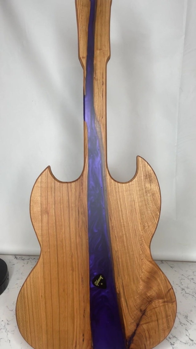 Guitar-Erie Board (Gibson SG Charcuterie Board w/ Purple Epoxy)