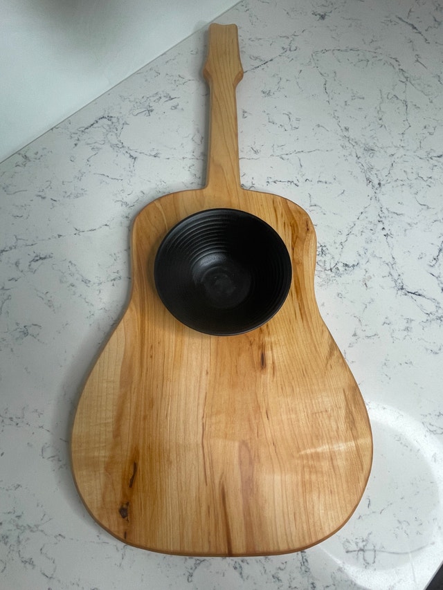 Acoustic Guitar Charcuterie Board w/ Dipping Bowl