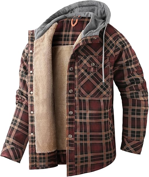 NEW Men's Hooded Casual Thicken Plaid Work Jacket (Reg. $100)