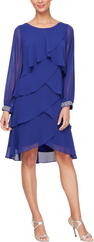 NWT SL Fashions Chiffon Cocktail Dress (Sz8)
