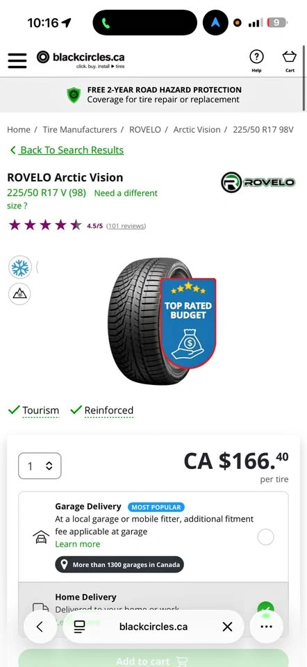 225/50R17 Winter Tire Set
