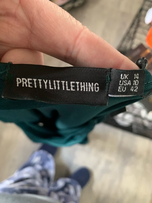 PrettyLittleThing Emerald Green Slinky Ruched Dress - UK 14 / US - photo 3