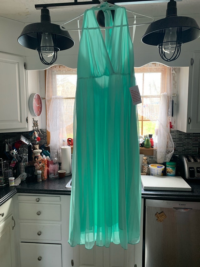 Venus Halter Wrap Dress - Mint Green - Size M