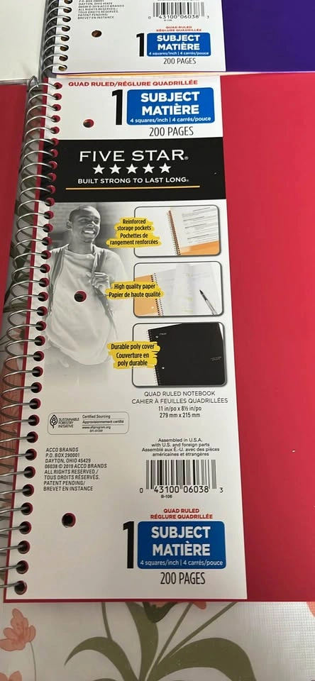 Five Star 1 Subject Notebooks Quad Ruled 200 Pages 8 Pack - photo 2