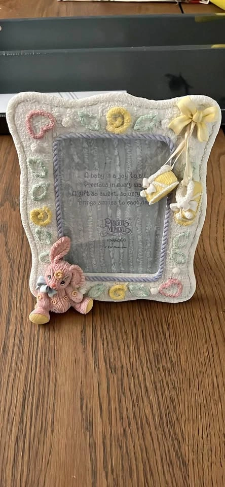 Precious Moments Enesco Baby Photo Frame Pink Bunny Yellow Shoes