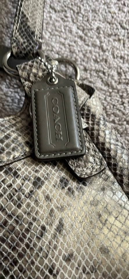Coach Madison Maggie Hobo Bag - Grey Python Embossed Leather - photo 2