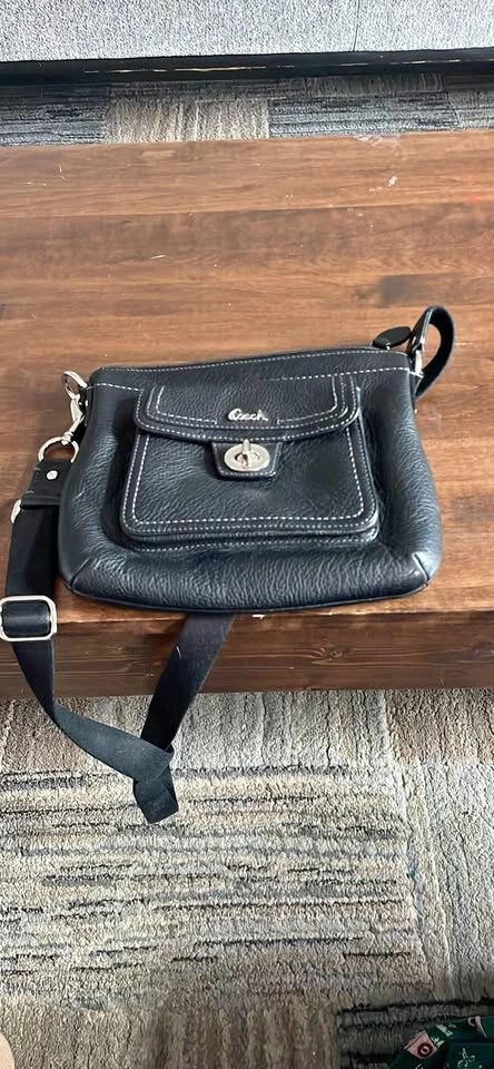 Black leather cross body bag