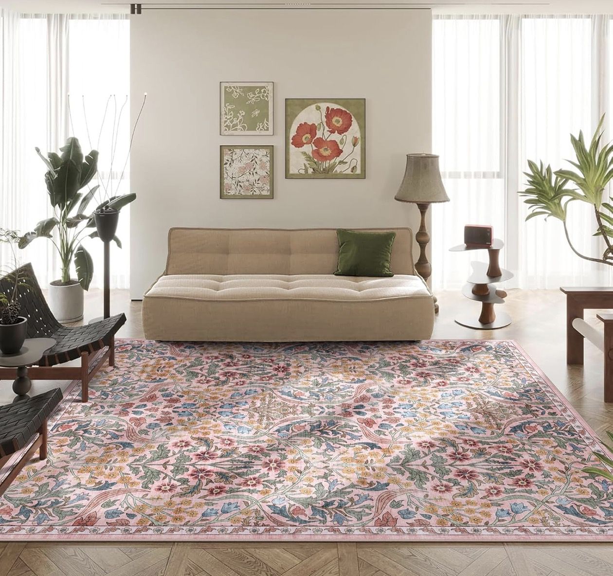 Rug pink floral multicolor - photo 2