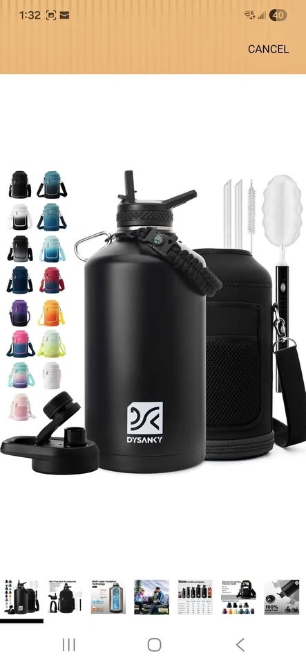 4L Insulated Water Bottle Gallon