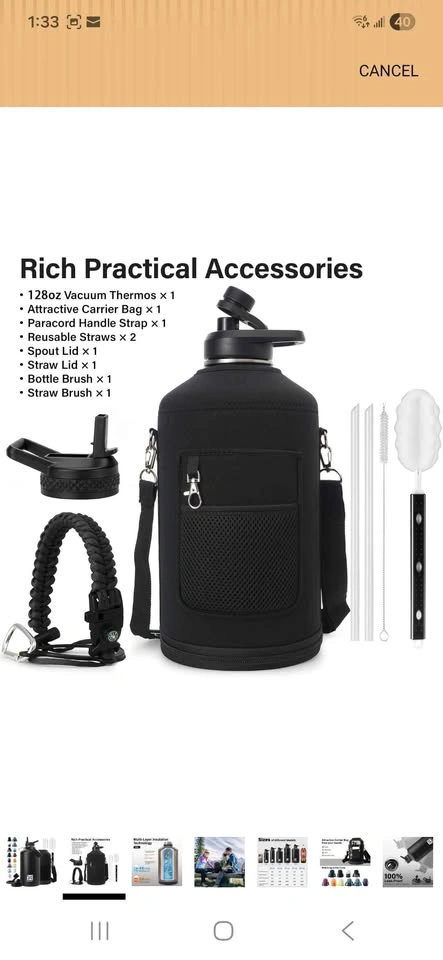 4L Insulated Water Bottle Gallon - photo 4