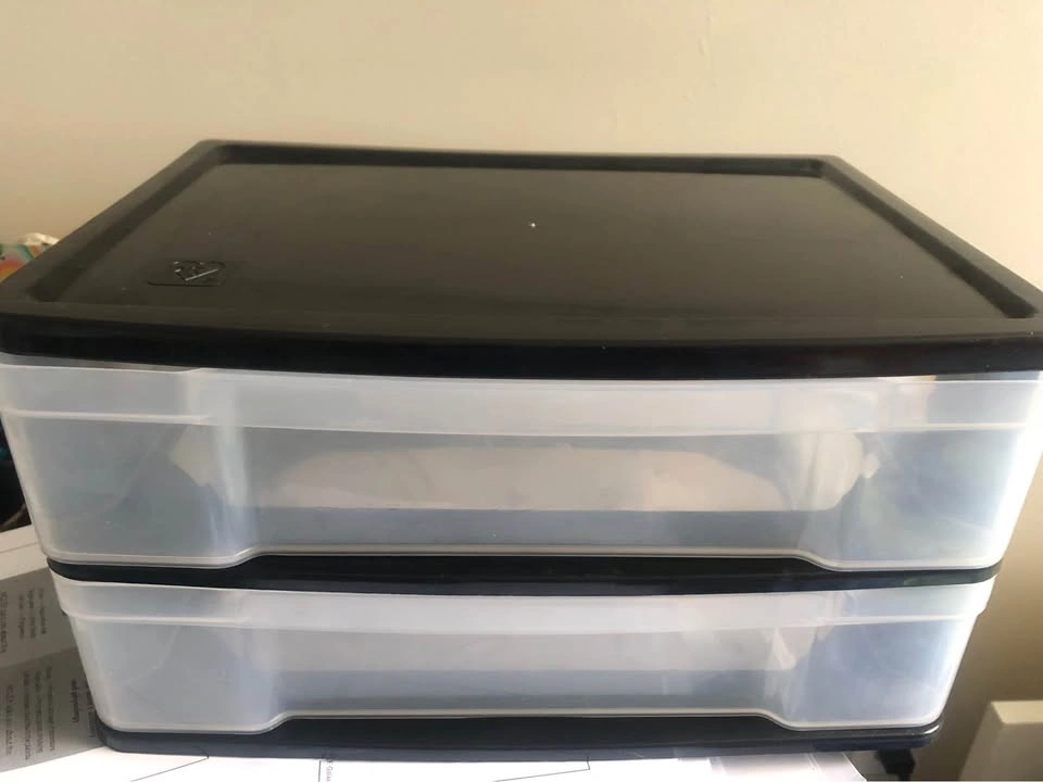 2 Stackable Storage Drawers Clear Black Organizer - photo 2
