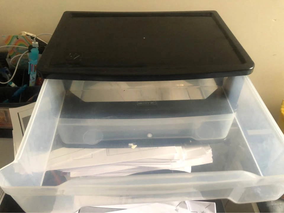 2 Stackable Storage Drawers Clear Black Organizer - photo 3