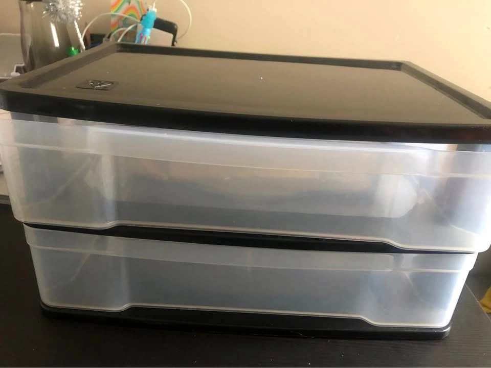 2 Stackable Storage Drawers Clear Black Organizer - photo 4