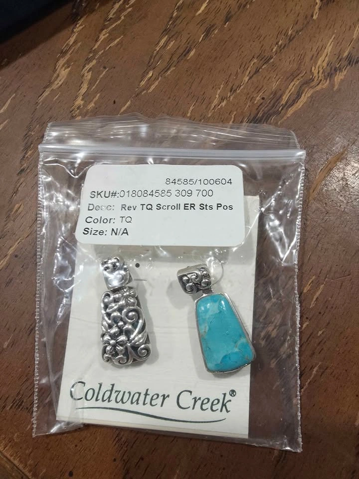 Coldwater Creek Sterling Silver Turquoise Scroll Earrings - photo 4