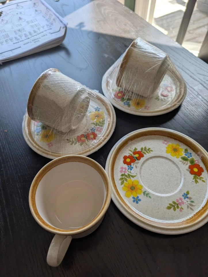 Mikasa Stone Manor Wild Meadow Cups & Saucers - 3 Sets - photo 2