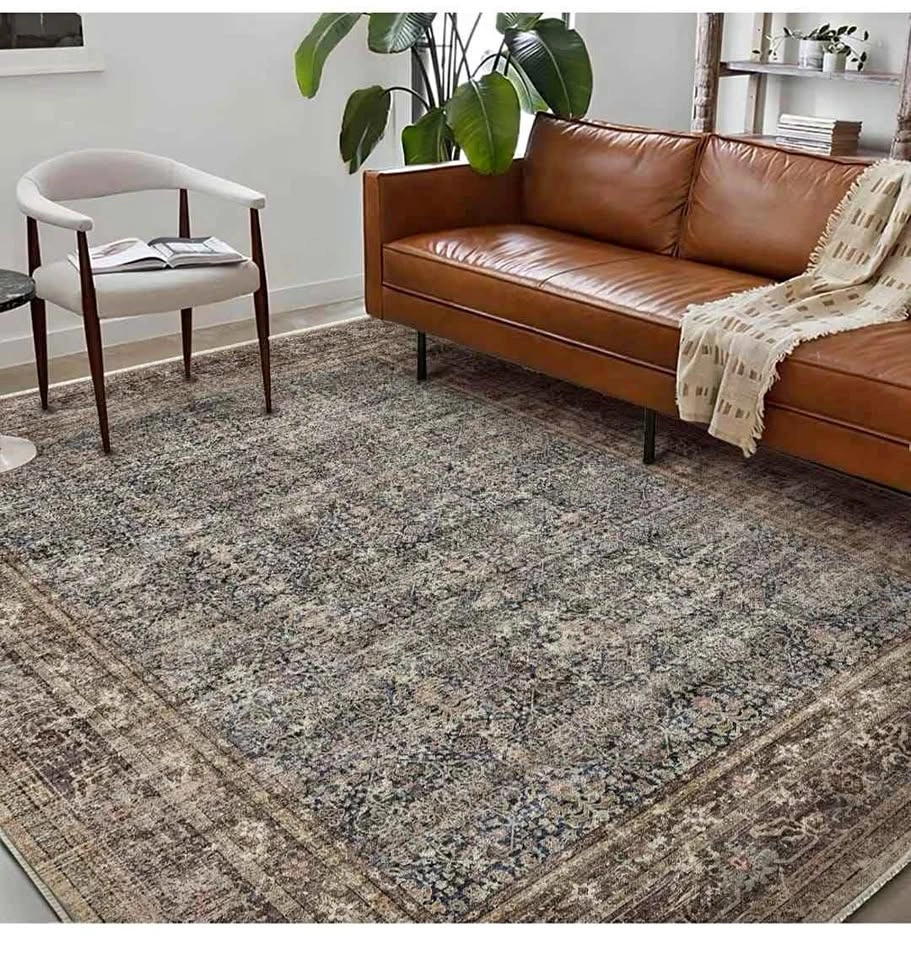 Washable Area Rug 8'x10' Retro Boho Design