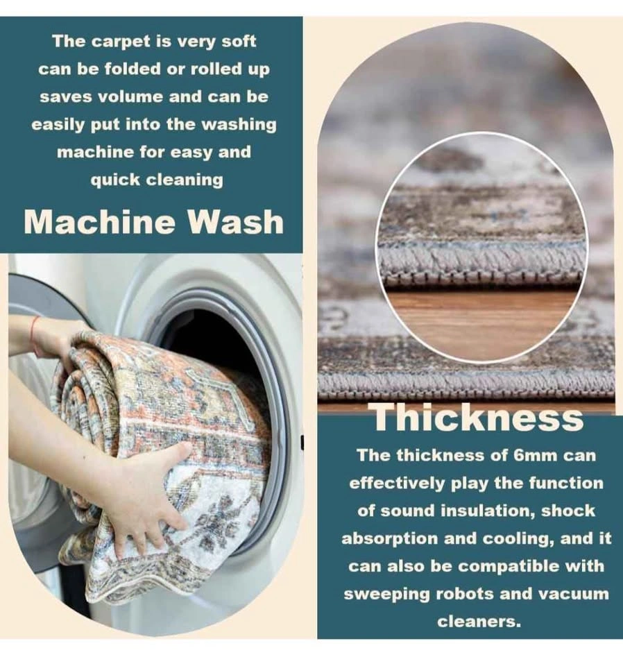 Washable Area Rug 8'x10' Retro Boho Design - photo 3