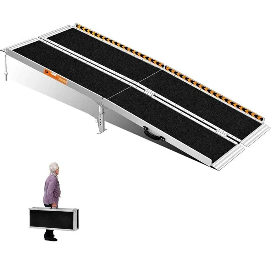 6FT Folding Wheelchair Ramp - Non-Skid Aluminum, 800 LBS Capacit