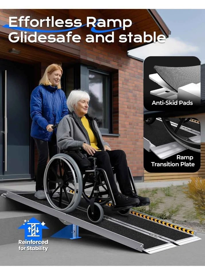 6FT Folding Wheelchair Ramp - Non-Skid Aluminum, 800 LBS Capacit - photo 3