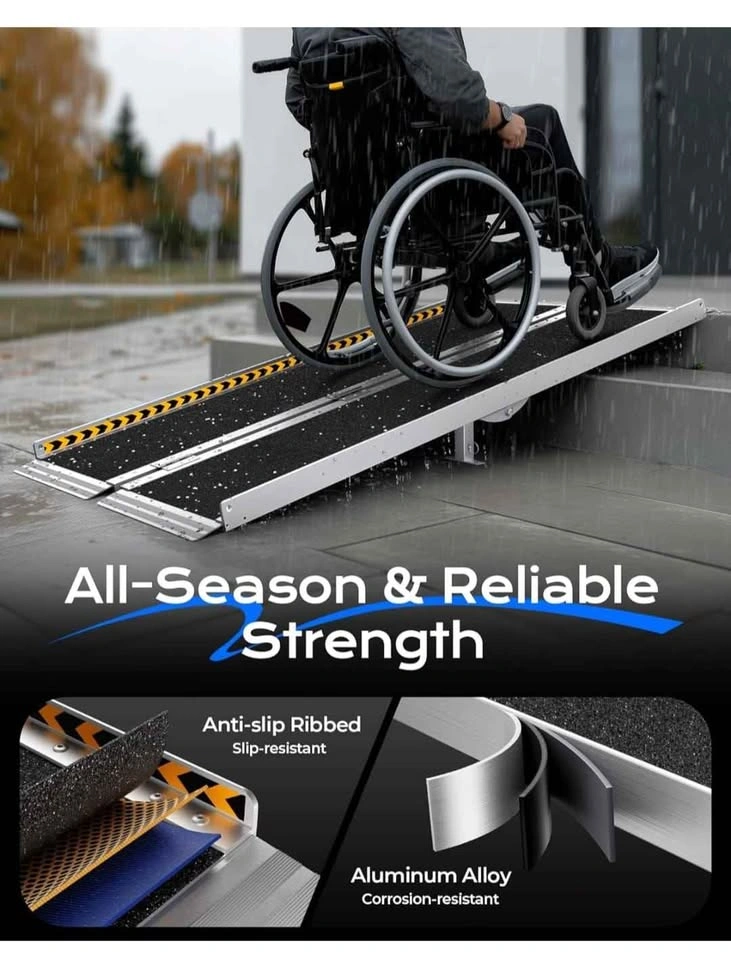 6FT Folding Wheelchair Ramp - Non-Skid Aluminum, 800 LBS Capacit - photo 4