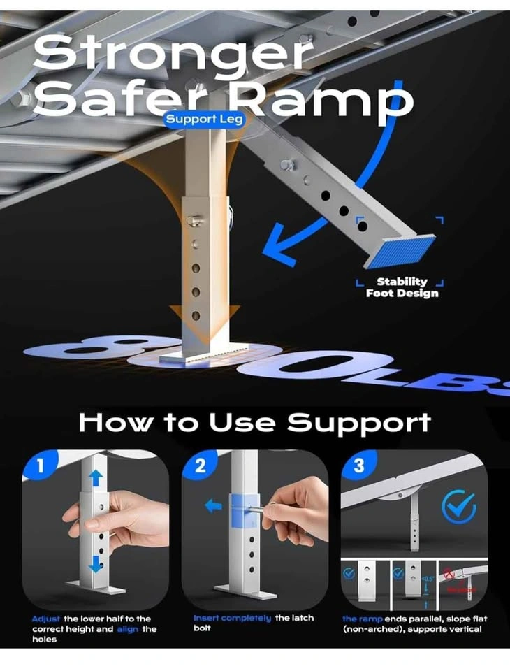 6FT Folding Wheelchair Ramp - Non-Skid Aluminum, 800 LBS Capacit - photo 5