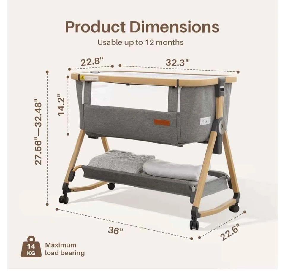 Maydolly 3-in-1 Baby Bassinet Bedside Crib - photo 4