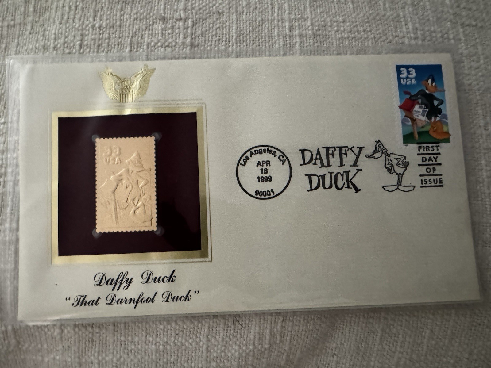 Daffy Duck Looney Tunes 1st Day Issue 22kt Gold Stamp Set