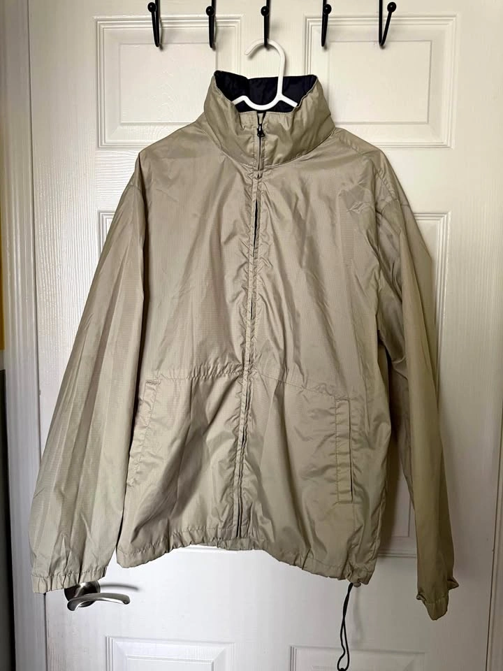 Vintage C&A Beige Windbreaker with Stowaway Hood – Size L