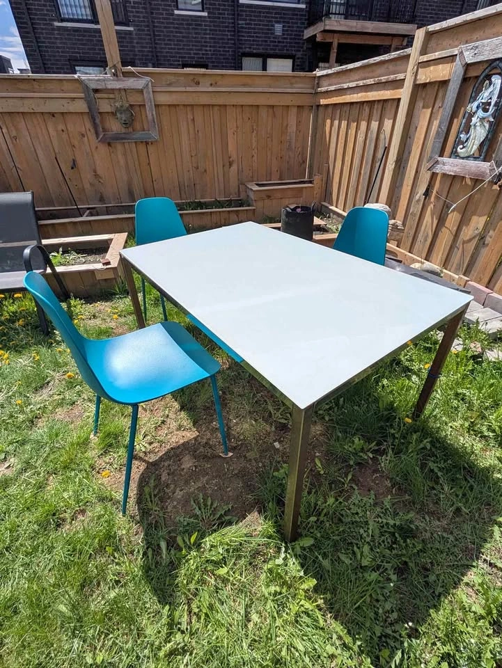 Article Blue Plastic Dining Chairs (Set of 3)