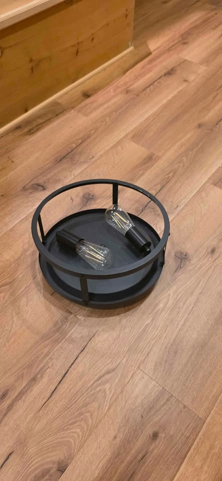 Black Metal Flush Mount Light w/ Edison Bulbs - photo 2