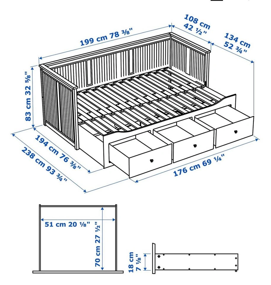 IKEA HEMNES Daybed + 2 Mattresses (Twin to Double) - photo 5