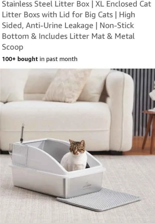 Stainless Steel XL Enclosed Cat Litter Box image indicator(2)
