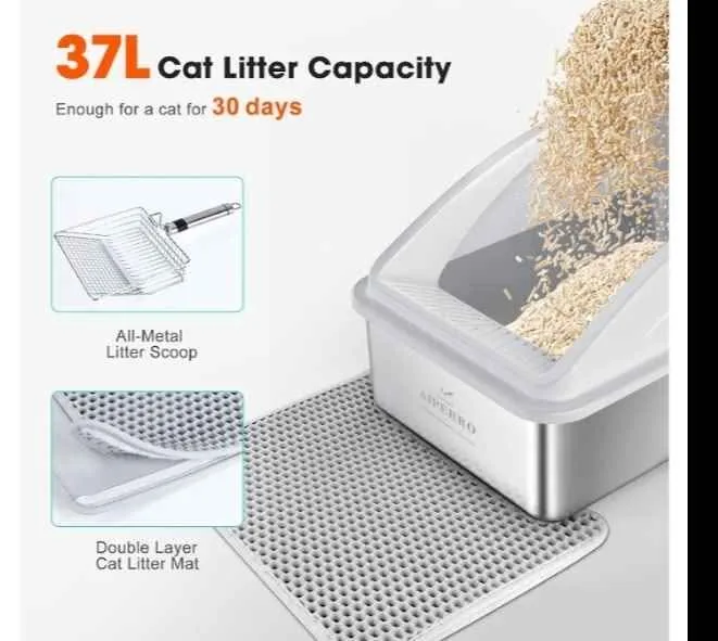 Stainless Steel XL Enclosed Cat Litter Box image indicator(3)