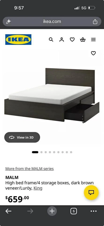 Ikea King size box Bed frame MALM