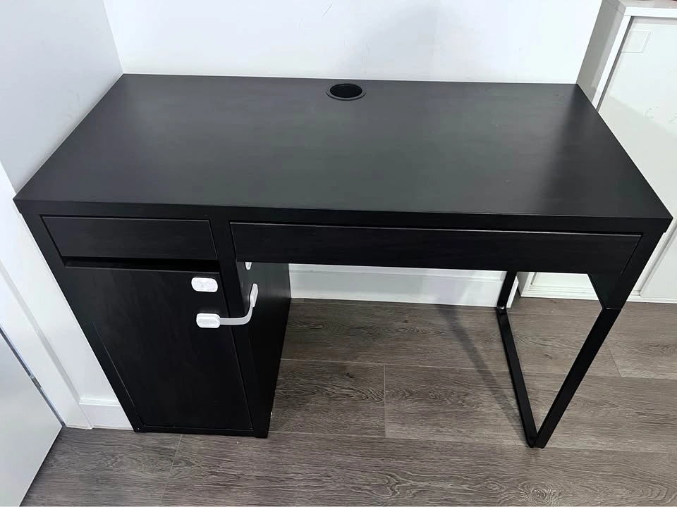 MICKE Office Desk, black-brown, 105x50 cm - photo 2