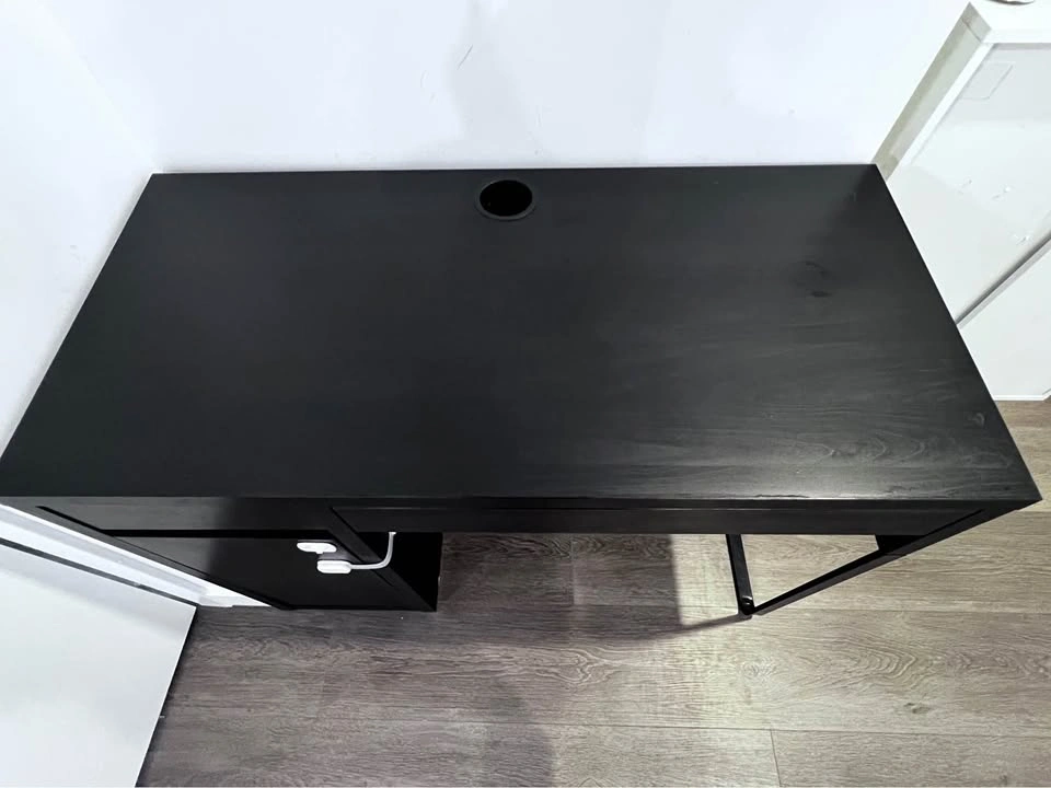 MICKE Office Desk, black-brown, 105x50 cm - photo 3