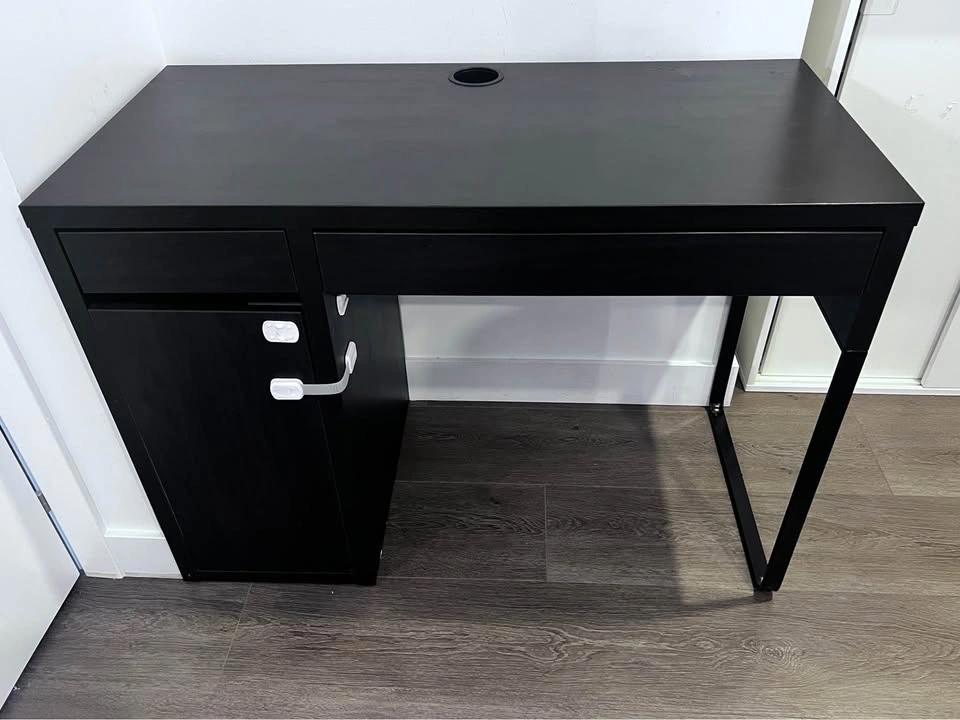 MICKE Office Desk, black-brown, 105x50 cm - photo 4