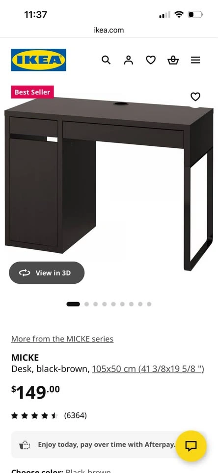 MICKE Office Desk, black-brown, 105x50 cm - photo 5