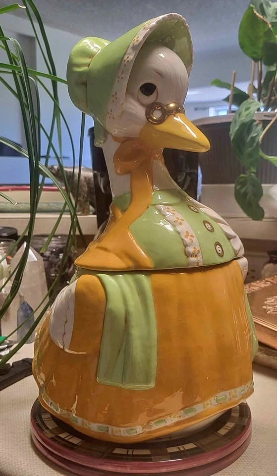 Vintage 1970s Mother Goose Ceramic Cookie Jar - Hand-Painted