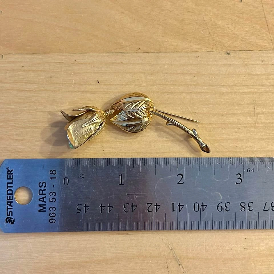 Vintage Giovanni Gold Tone Rose Brooch/Pin - photo 4