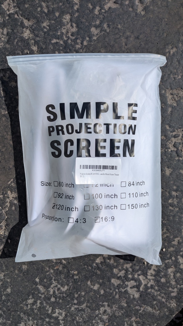 120 inch Projection Screen w/hooks + ties