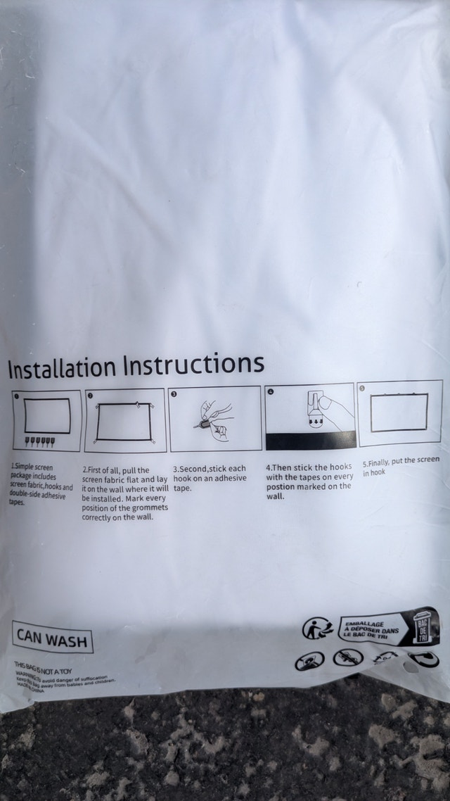120 inch Projection Screen w/hooks + ties - photo 3